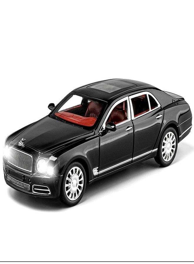 PEZYOX Exclusive Alloy Metal Pull Back Die-cast Car Model with Sound Light Mini Auto Toy for Kids Metal Model Toy Car with Sound and Light (1.24 Scale Bently MULSANNE-Black) - Image 1